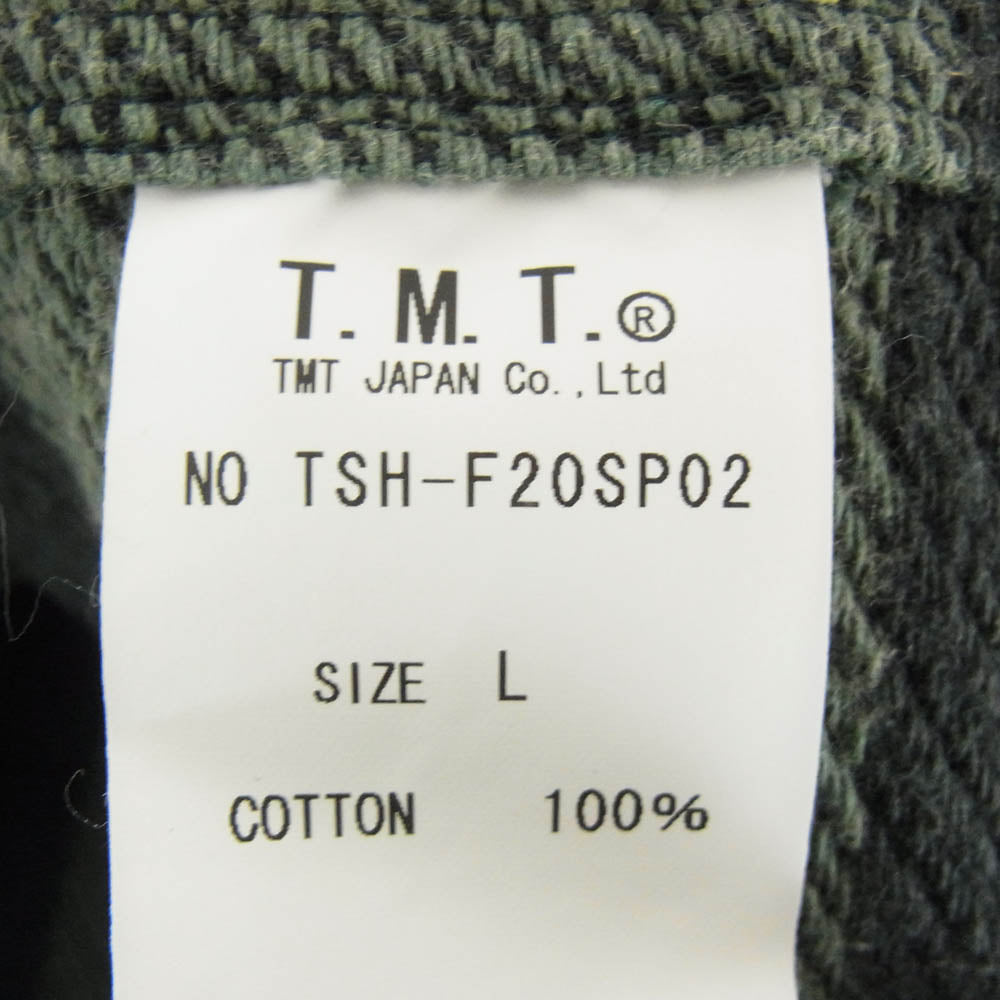 TMT ティーエムティー 20AW TSH-F20sp02 バッファロー チェック スラブ 長袖 シャツ グリーン系 L【中古】