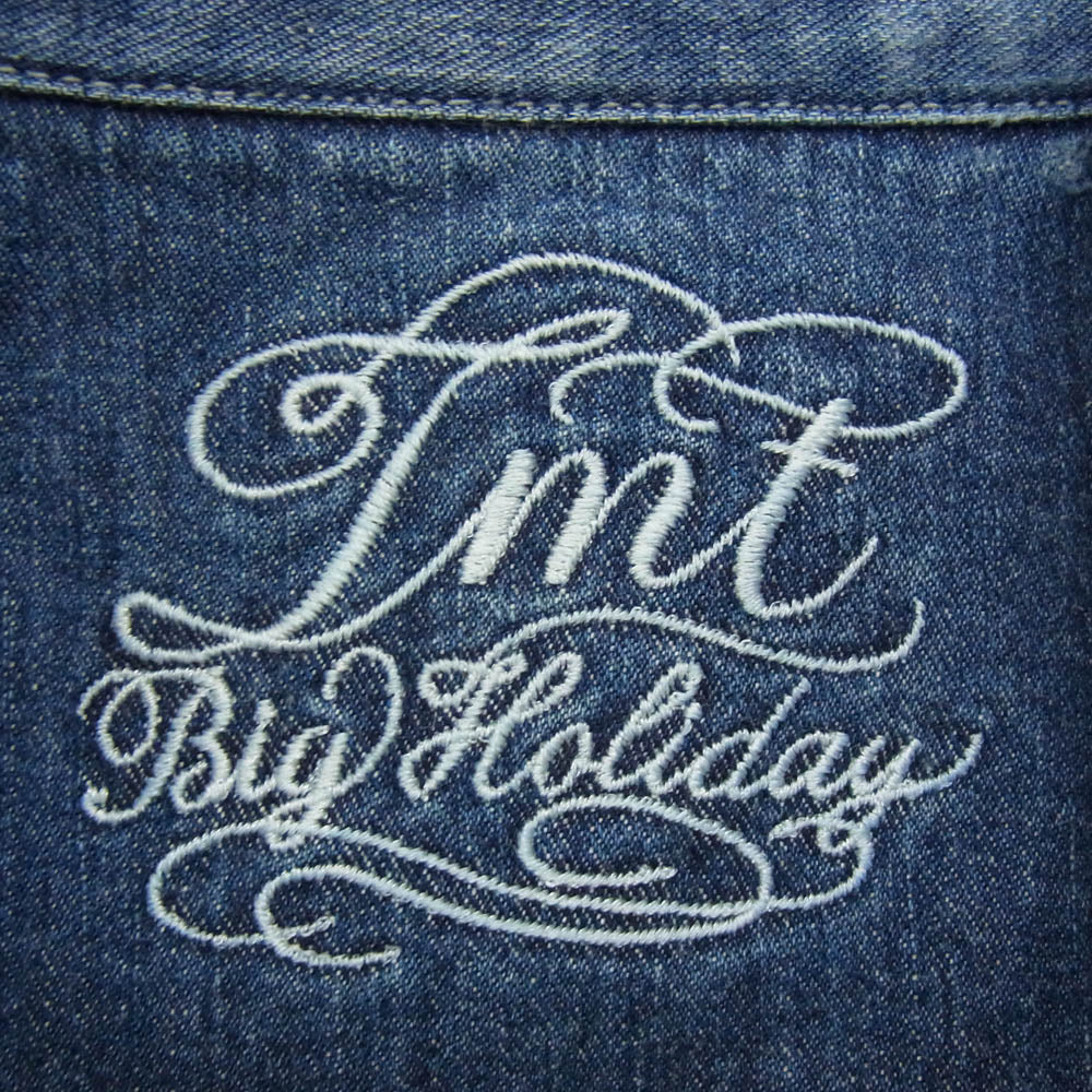 TMT ティーエムティー 17AW TSH-F1701 クラッシュ リペア加工 デニム ウエスタン 長袖 シャツ インディゴブルー系 L【中古】