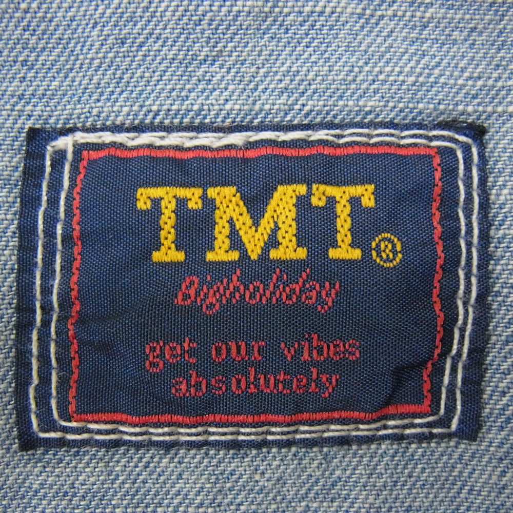 TMT ティーエムティー 17SS TSH-S1701 クラッシュ リペア加工 デニム ウエスタン 長袖 シャツ インディゴブルー系 L【中古】
