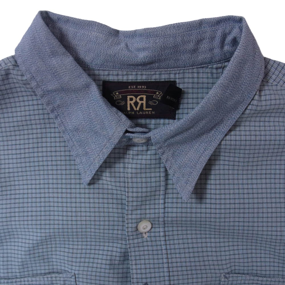 RRL ダブルアールエル チェック 長袖 シャツ ライトブルー系 M【中古】