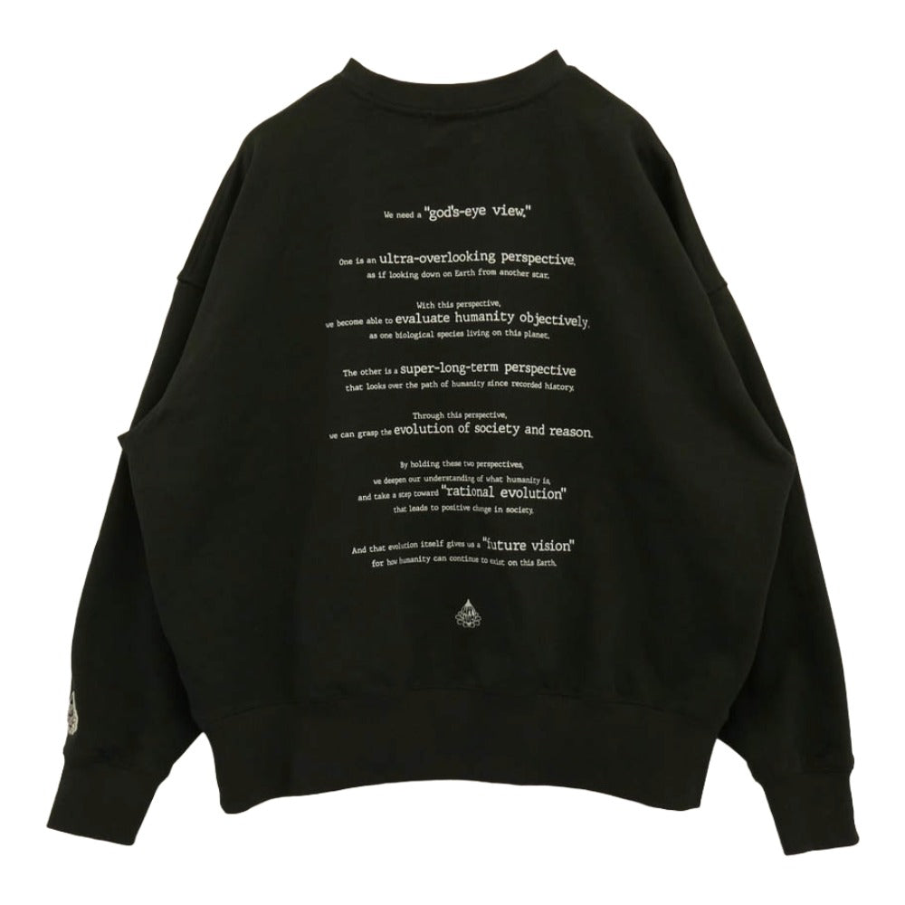 ハッピーソース HSC010 GOD'S EYE VIEW SWEAT TRAINER ゴッズ アイ ビュー クルーネック スウェット トレーナー ブラック系 L【中古】