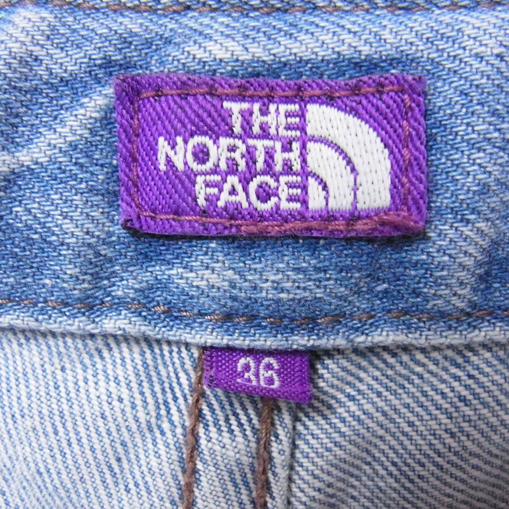 THE NORTH FACE ノースフェイス N24FC080 PURPLE LABEL パープルレーベル Denim Wide Tapered Field Pants Indigo Bleach デニム ワイド テーパード フィールド パンツ ブリーチ ライトブルー系 36【中古】