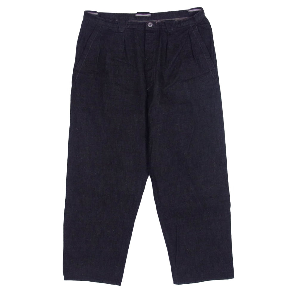 モチーフエムエフジー 23AW 2タック ボタンフライ デニム パンツ ブラック系 34【中古】