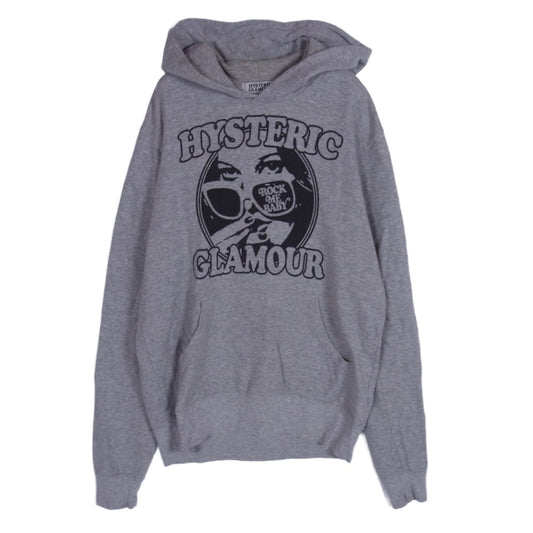 HYSTERIC GLAMOUR ヒステリックグラマー 0221CF09 ROCK ME BABY プルオーバー パーカー グレー系 M【中古】