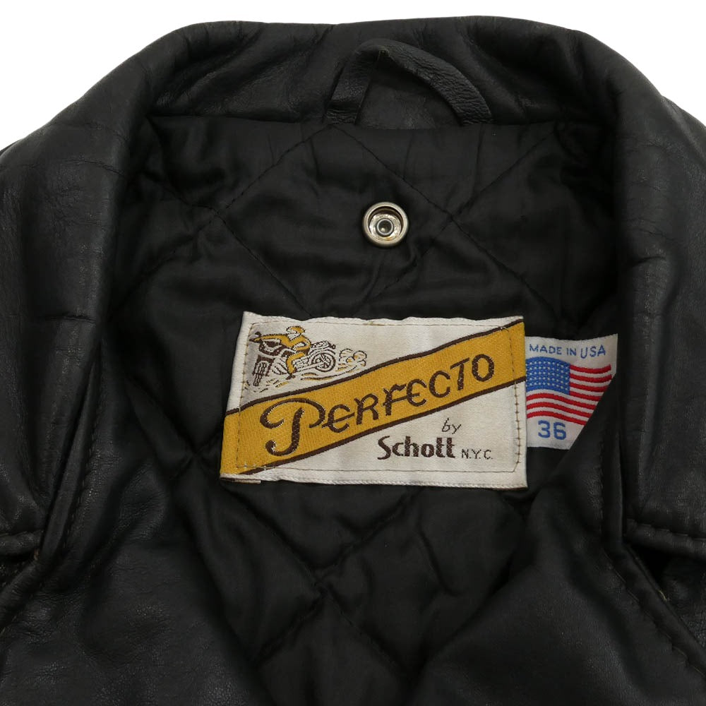 schott ショット USA製 Vintage ヴィンテージ バイカータグ 80s ダブルライダース ジャケット レザージャケット ブラック系 36【中古】