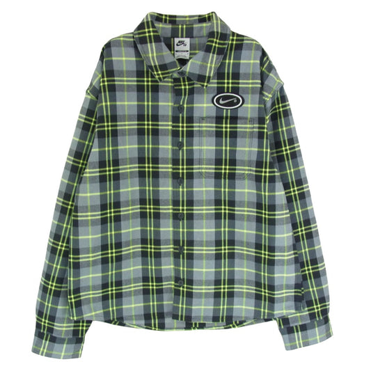 NIKE SB ナイキエスビー HV0257-070 x ERIC KOSTON エリック コストン FLNNL BTN UP KOS L/S TOP 長袖 チェック フランネルシャツ グリーン系 M【美品】【中古】