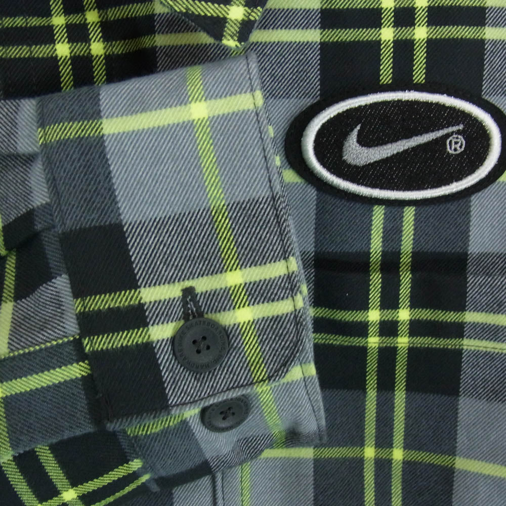 NIKE SB ナイキエスビー HV0257-070 x ERIC KOSTON エリック コストン FLNNL BTN UP KOS L/S TOP 長袖 チェック フランネルシャツ グリーン系 M【美品】【中古】