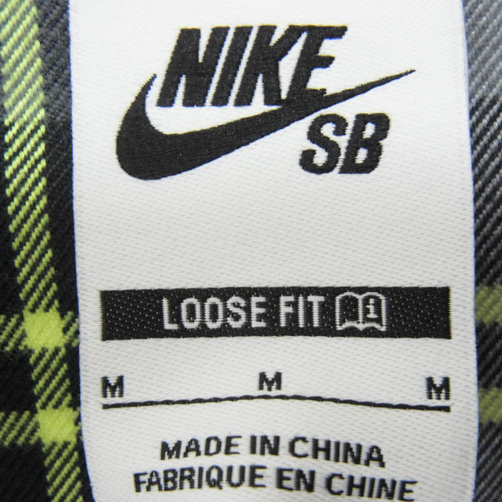 NIKE SB ナイキエスビー HV0257-070 x ERIC KOSTON エリック コストン FLNNL BTN UP KOS L/S TOP 長袖 チェック フランネルシャツ グリーン系 M【美品】【中古】