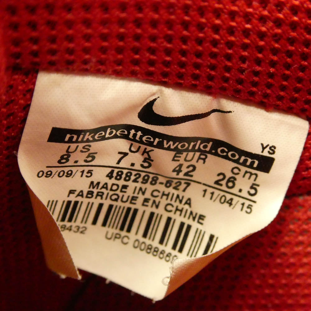 NIKE ナイキ 488298-627 Air Force 1 Low Gym Red エアフォース1 ロー ジムレッド スニーカー レッド系 26.5cm【中古】