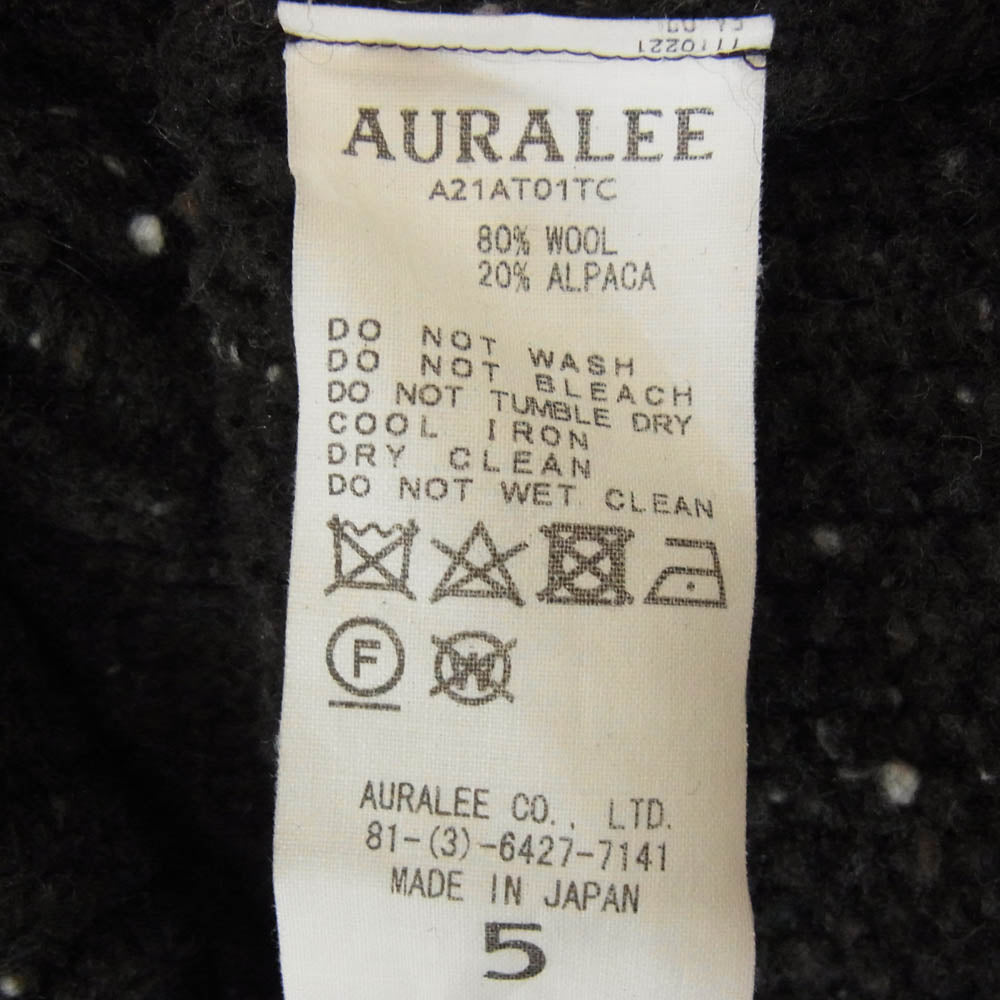 AURALEE オーラリー 21aw A21AT01TC Wool Baby Alpaca Nepped Cable Knit Turtle Neck P/O ウール アルパカ ニット ダークブラウン系 5【中古】