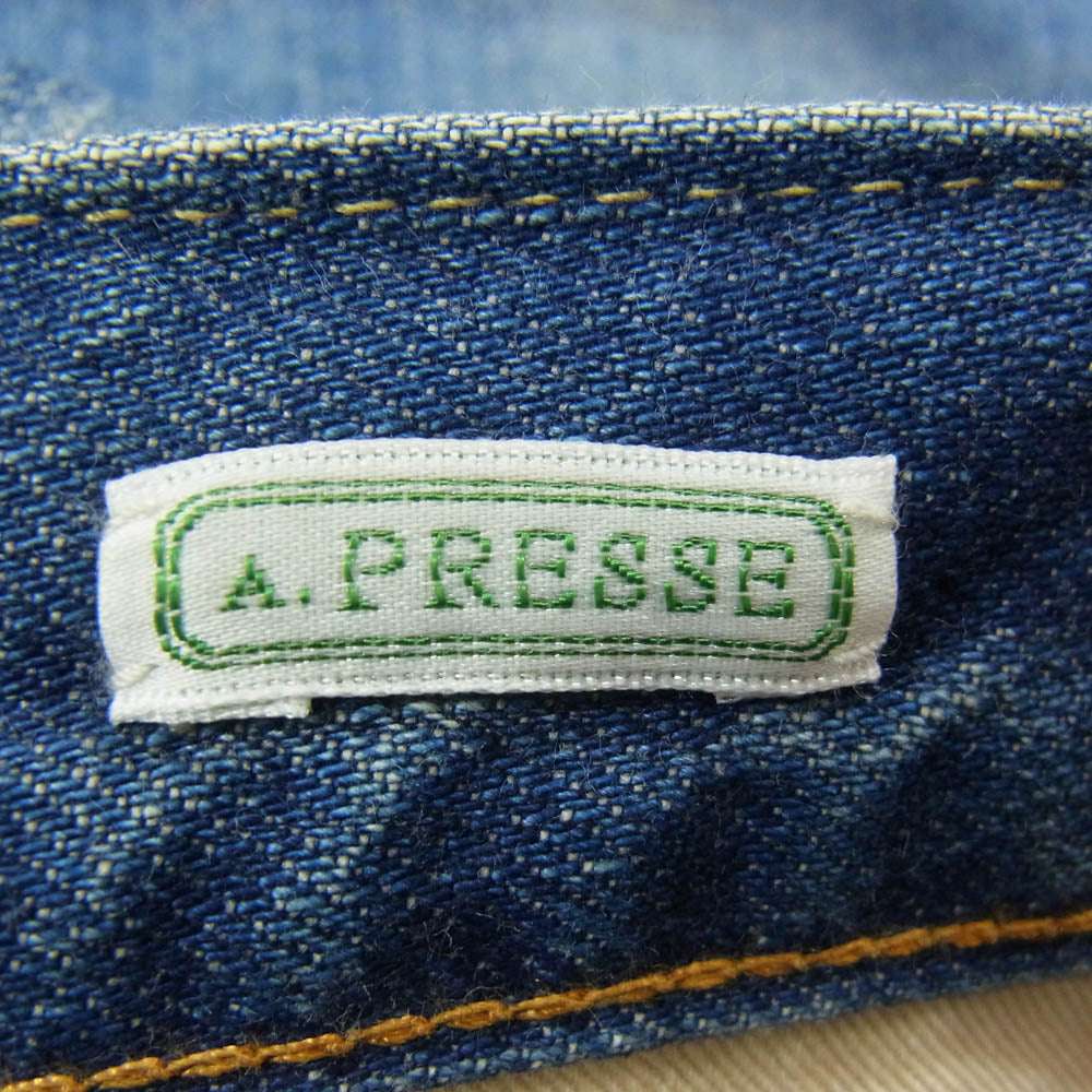 A.PRESSE アプレッセ 24ss 24ASP-04-06H Washed Denim Wide Pants ワイド デニム パンツ インディゴブルー系 36【中古】
