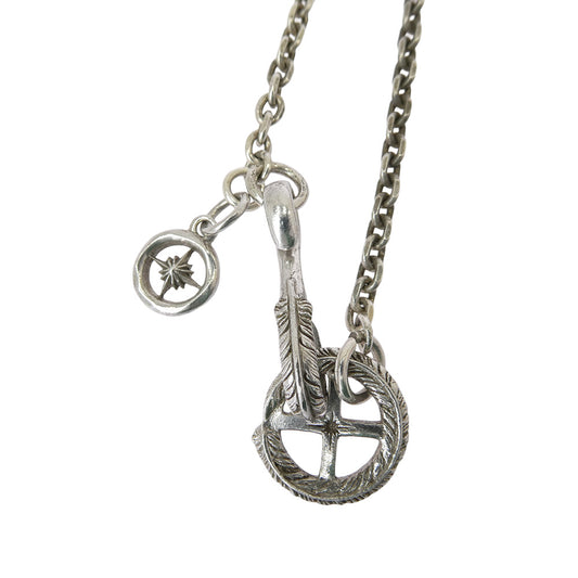 SAAD サード フェザーモチーフ メディスンホイール S字フック 太陽神 チャーム カスタム チェーン ネックレス シルバー系【中古】