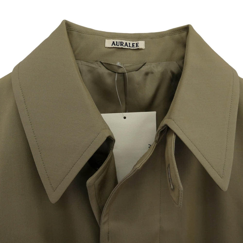 AURALEE オーラリー 26SS A26SC06MG Light wool max gabardine coat KHAKI BEIGE CHAMBRAY ライトウールマックスギャバジン ステンカラーコート ベージュ系【極上美品】【中古】