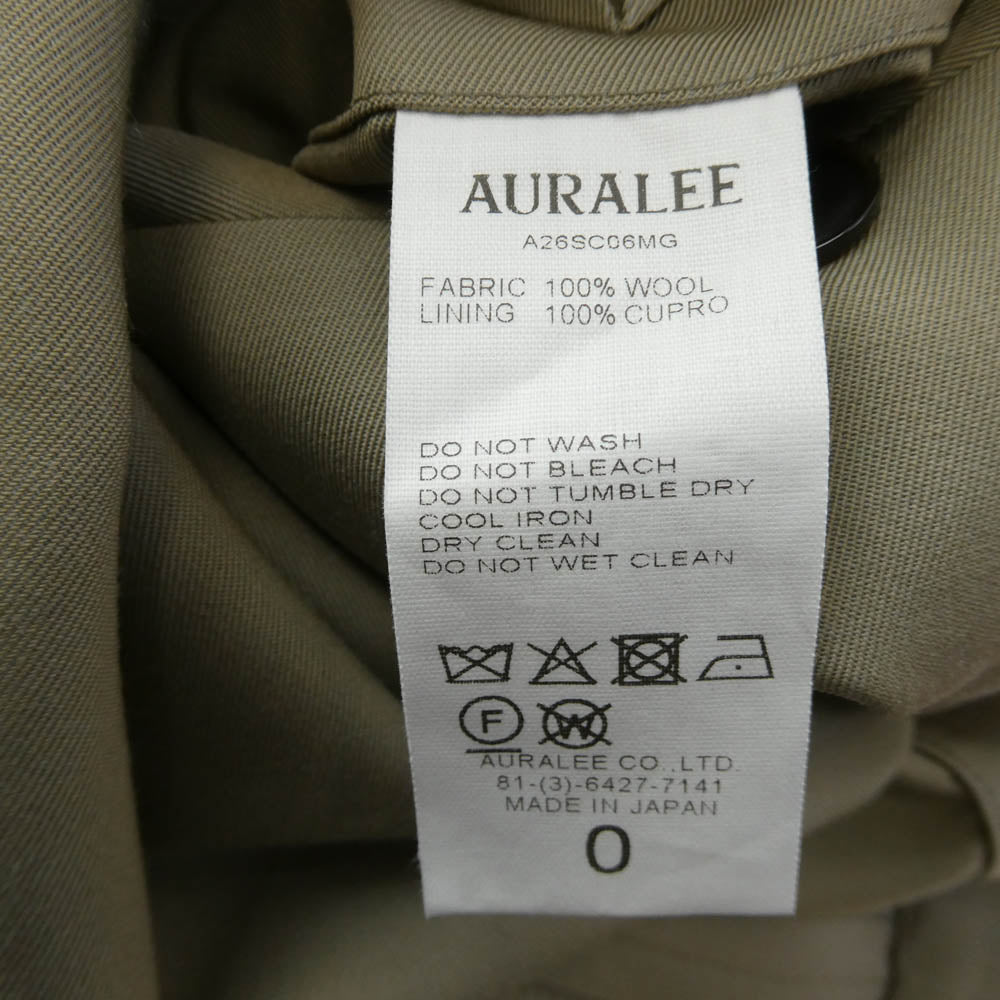 AURALEE オーラリー 26SS A26SC06MG Light wool max gabardine coat KHAKI BEIGE CHAMBRAY ライトウールマックスギャバジン ステンカラーコート ベージュ系【極上美品】【中古】