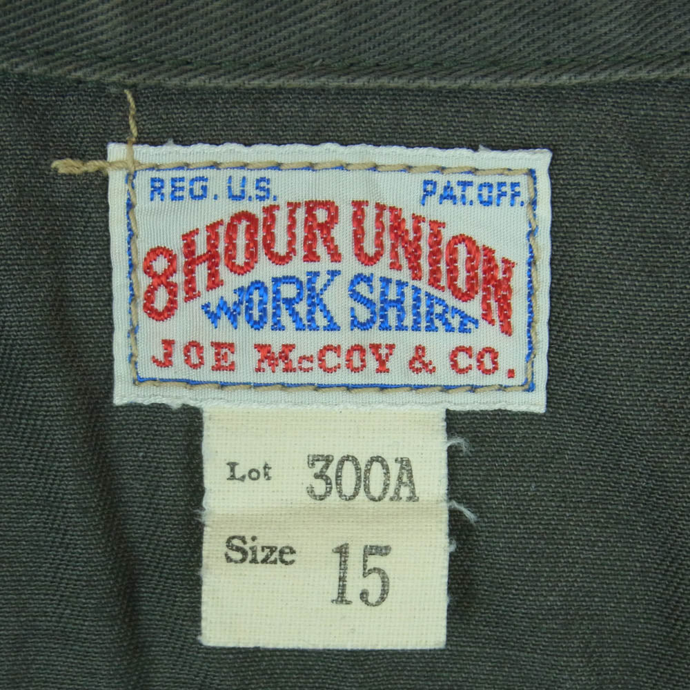The REAL McCOY'S ザリアルマッコイズ 300A ジョーマッコイ 8HU SERVICEMAN SHIRT サービスマン 半袖 ワーク シャツ グリーン系 グレイッシュグリーン系 15【中古】