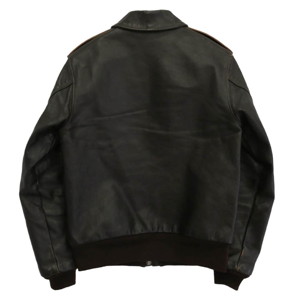 The REAL McCOY'S ザリアルマッコイズ TYPE A-2 PARACHUTE CAMOUFLAGE LINING ホースハイド パラシュートライニング カモ柄 フライト ミリタリー ジャケット ダークブラウン系 40【中古】