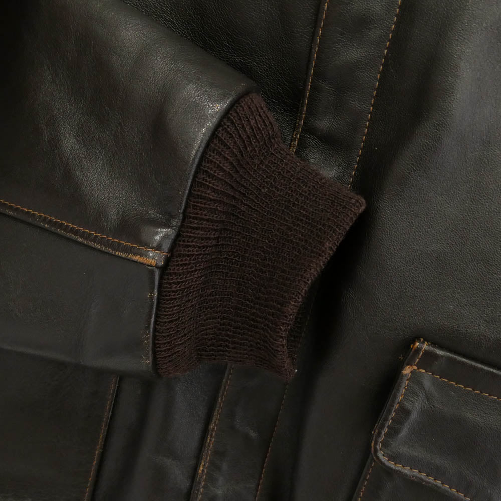 The REAL McCOY'S ザリアルマッコイズ TYPE A-2 PARACHUTE CAMOUFLAGE LINING ホースハイド パラシュートライニング カモ柄 フライト ミリタリー ジャケット ダークブラウン系 40【中古】