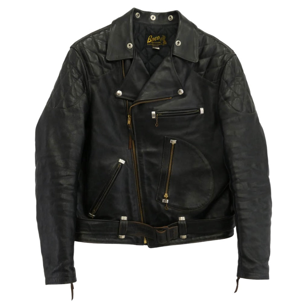 The REAL McCOY'S ザリアルマッコイズ BUCO J-82 PADDED JACKET 茶芯 ホースハイド パデッド ダブル ライダース ジャケット ブラック系 40【中古】