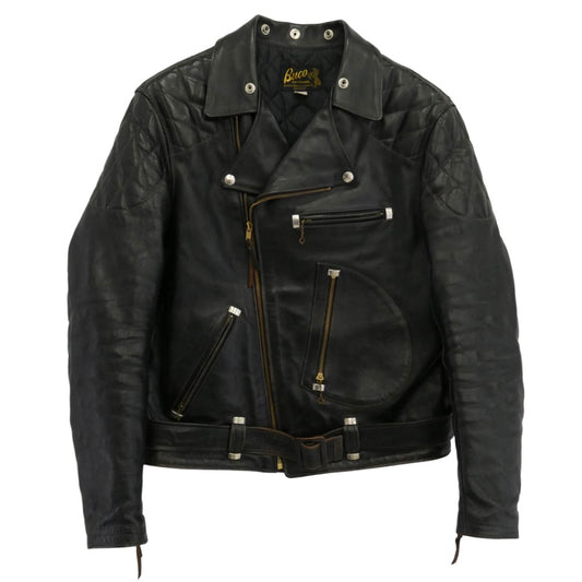 The REAL McCOY'S ザリアルマッコイズ BUCO J-82 PADDED JACKET 茶芯 ホースハイド パデッド ダブル ライダース ジャケット ブラック系 40【中古】