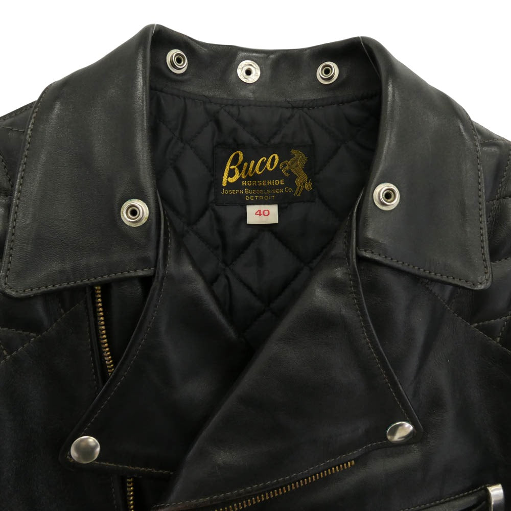 The REAL McCOY'S ザリアルマッコイズ BUCO J-82 PADDED JACKET 茶芯 ホースハイド パデッド ダブル ライダース ジャケット ブラック系 40【中古】
