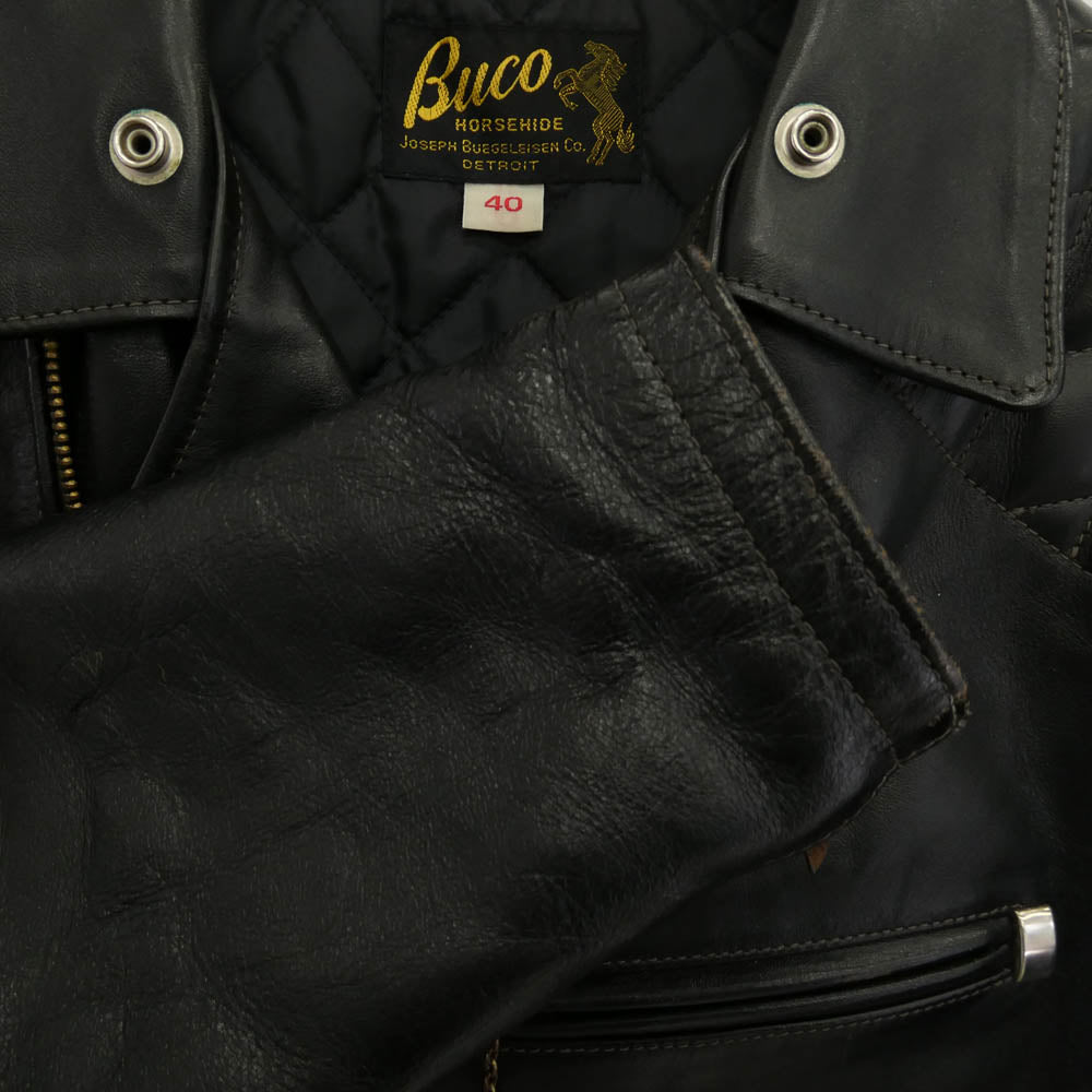 The REAL McCOY'S ザリアルマッコイズ BUCO J-82 PADDED JACKET 茶芯 ホースハイド パデッド ダブル ライダース ジャケット ブラック系 40【中古】