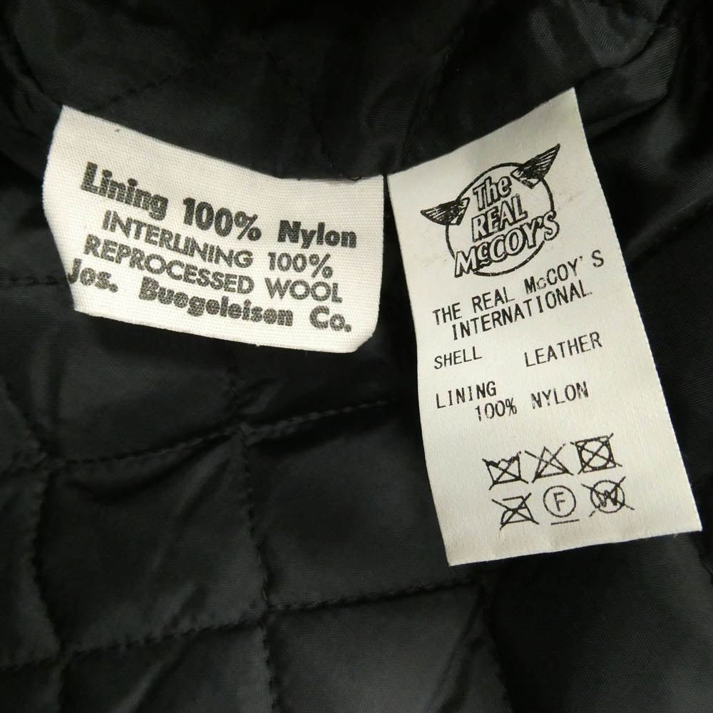 The REAL McCOY'S ザリアルマッコイズ BUCO J-82 PADDED JACKET 茶芯 ホースハイド パデッド ダブル ライダース ジャケット ブラック系 40【中古】