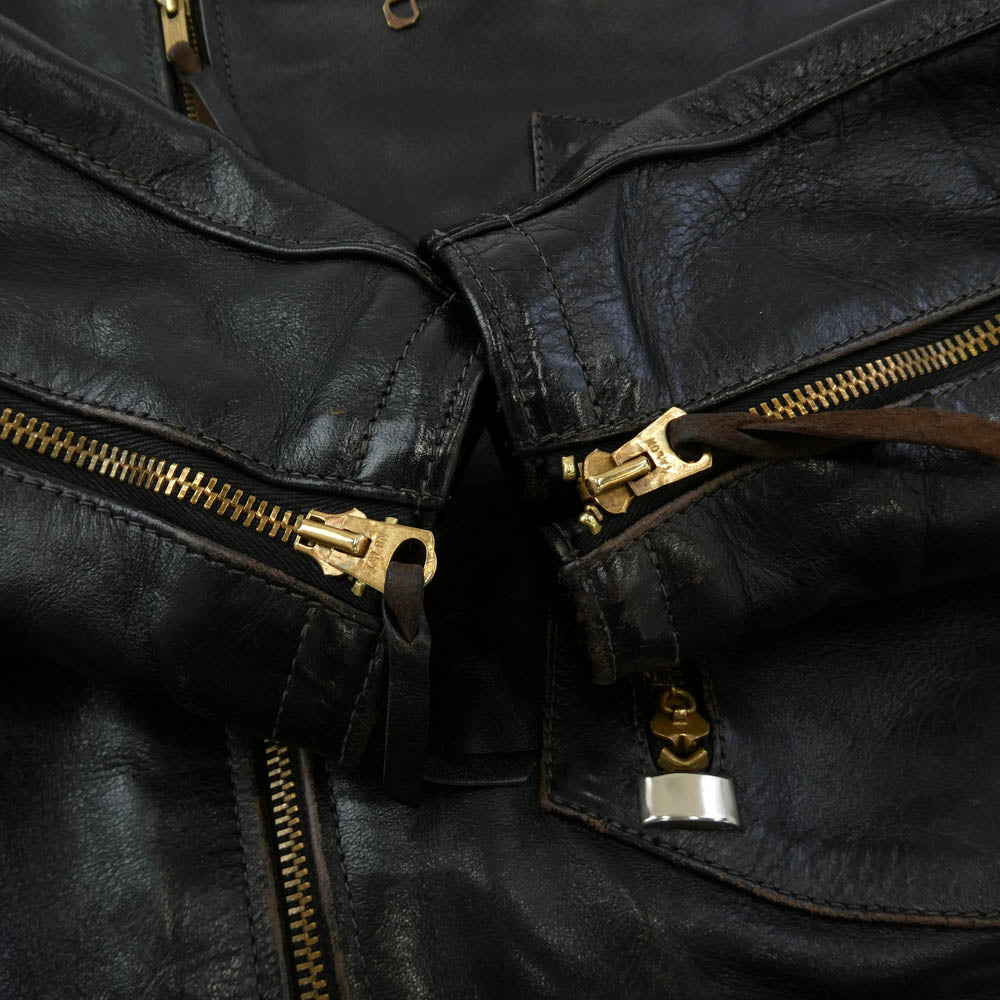 The REAL McCOY'S ザリアルマッコイズ BUCO J-82 PADDED JACKET 茶芯 ホースハイド パデッド ダブル ライダース ジャケット ブラック系 40【中古】