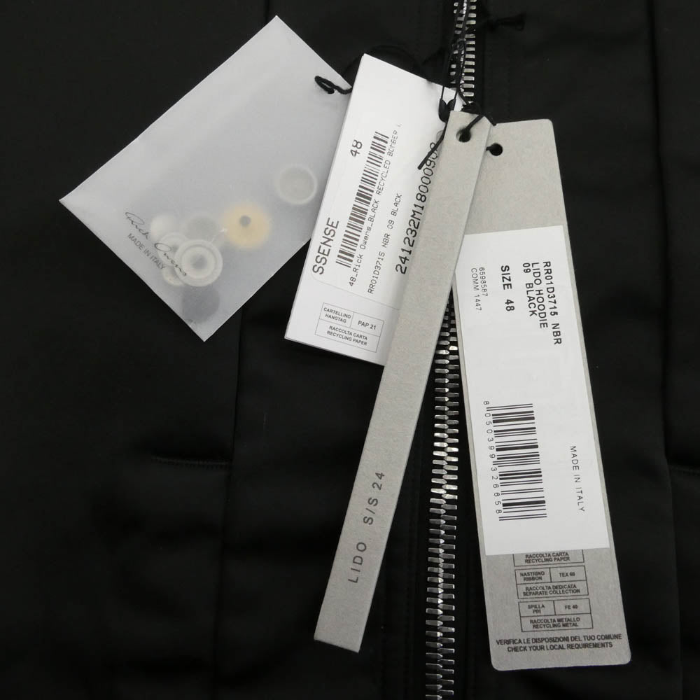 Rick Owens リックオウエンス 24SS RR01D3715-NBR LIDO期 Lido hooded zip-up jacket リド フーデッド ジップアップ ジャケット ブラック系 48【美品】【中古】