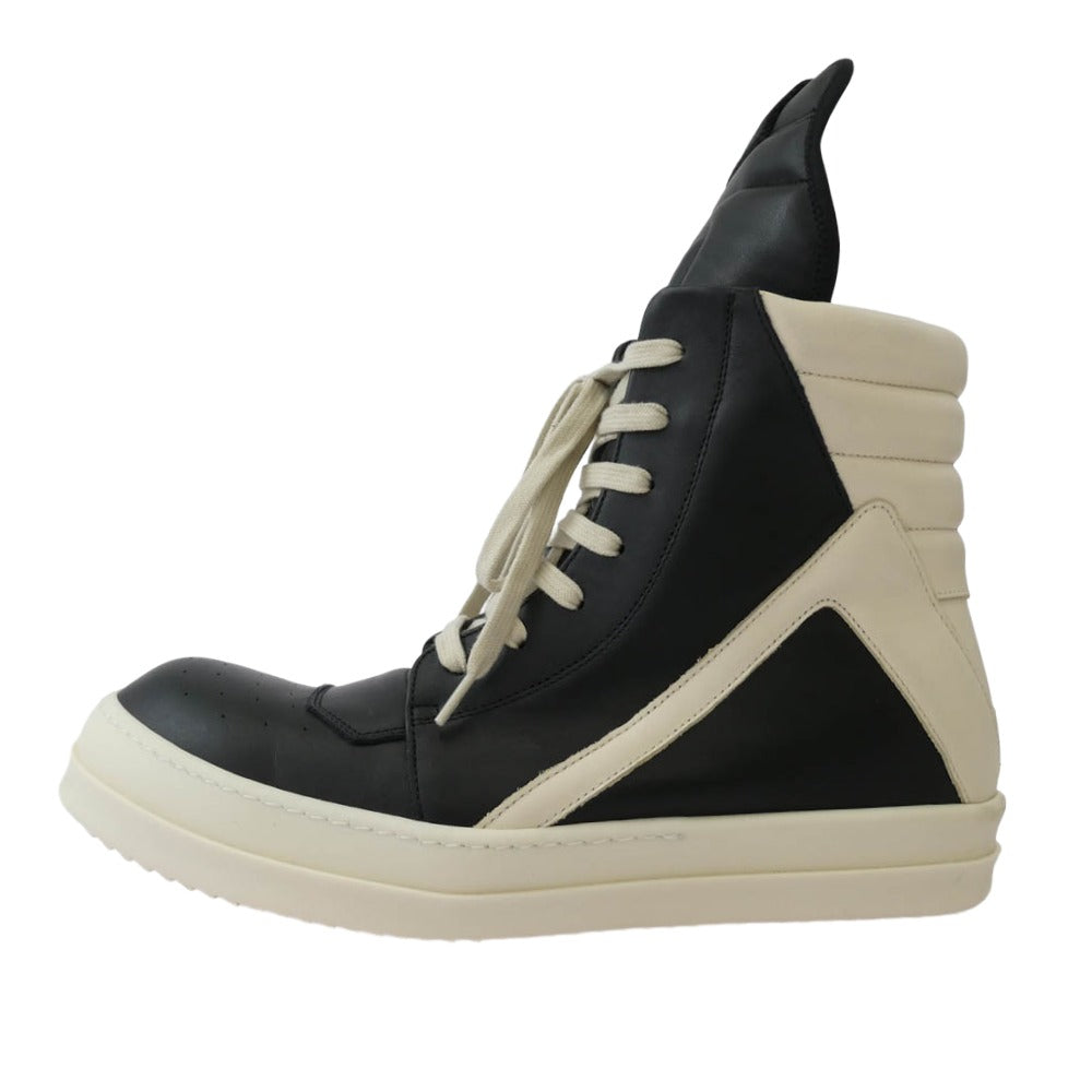 Rick Owens リックオウエンス RU01F2894 GEO BASKET ジオバスケット レザー ハイカット スニーカー ブラック系 ホワイト系 43【美品】【中古】