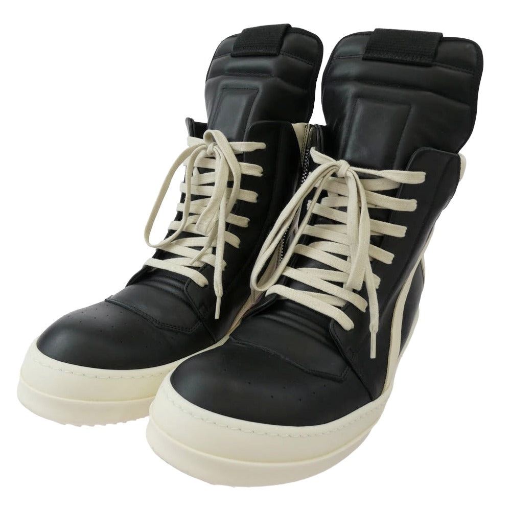 Rick Owens リックオウエンス RU01F2894 GEO BASKET ジオバスケット レザー ハイカット スニーカー ブラック系 ホワイト系 43【美品】【中古】
