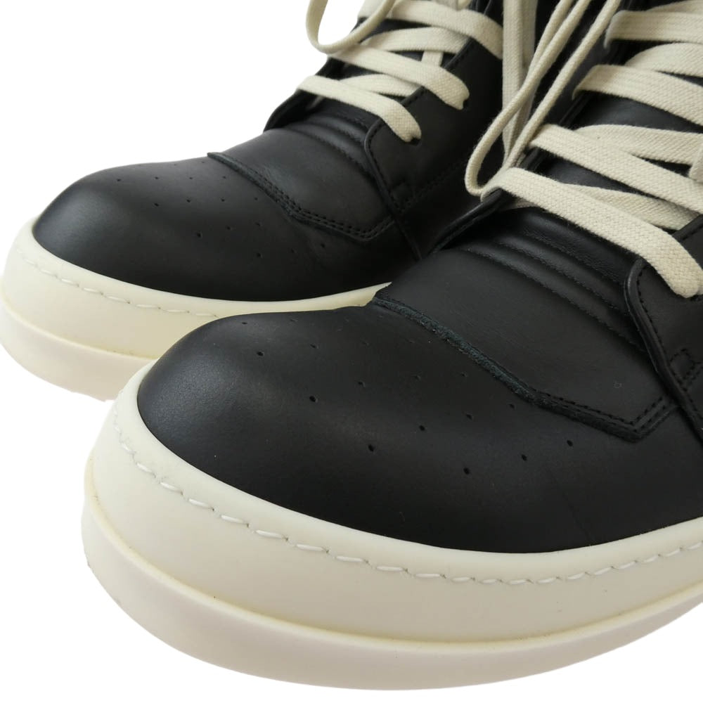 Rick Owens リックオウエンス RU01F2894 GEO BASKET ジオバスケット レザー ハイカット スニーカー ブラック系 ホワイト系 43【美品】【中古】