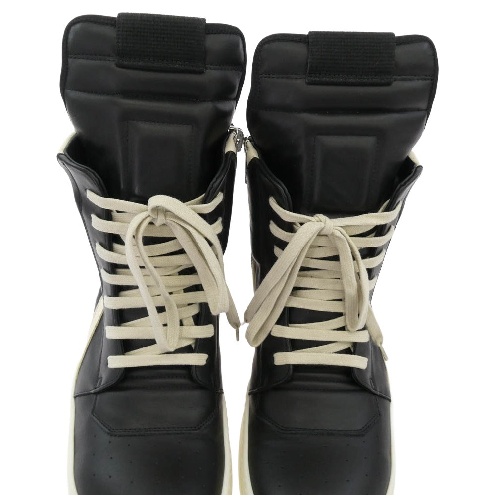 Rick Owens リックオウエンス RU01F2894 GEO BASKET ジオバスケット レザー ハイカット スニーカー ブラック系 ホワイト系 43【美品】【中古】