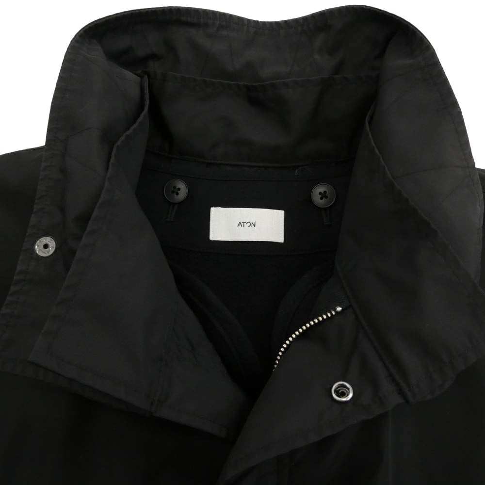 ATON エイトン 22AW 7031993  DYE NYLON SHORT MODS COAT ライナー付き ナイロン モッズ コート ブラック系 06【中古】 ATON エイトン 22AW 7031993 DOPE DYE NYLON SHORT MODS COAT ライナー
