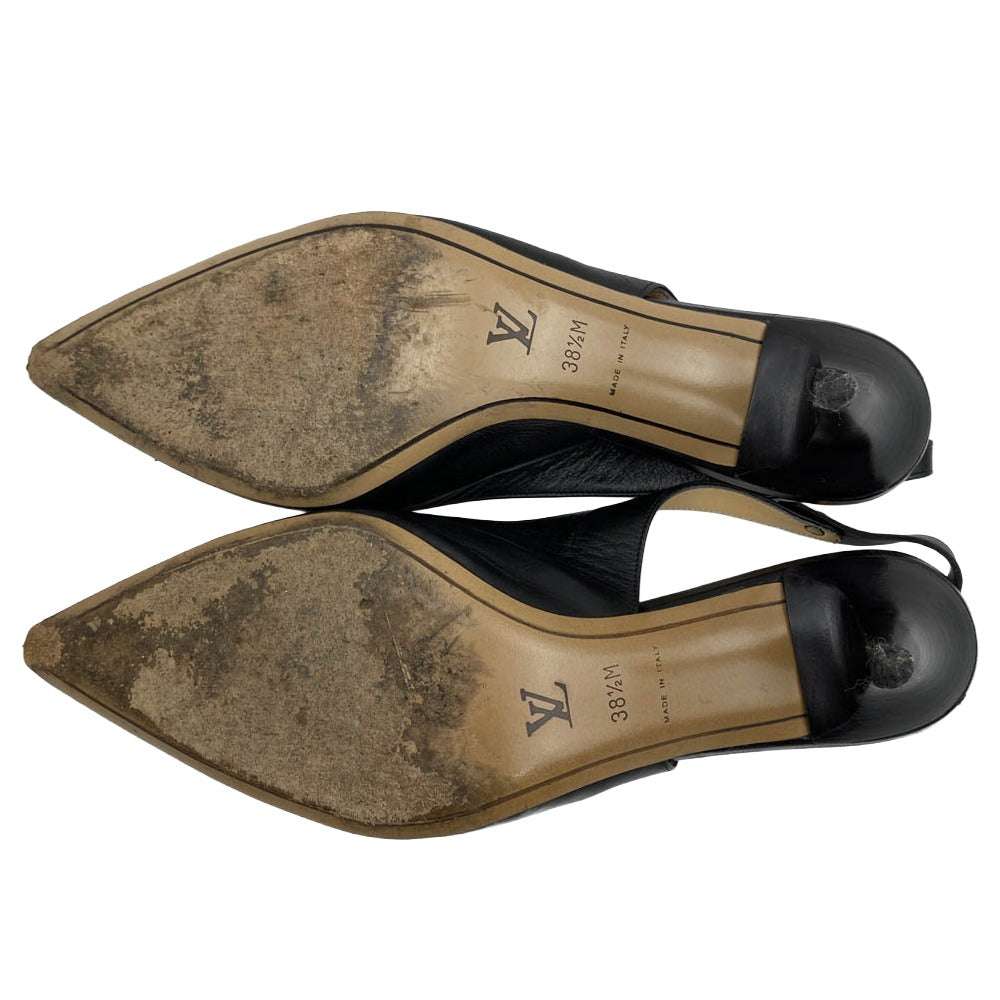 LOUIS VUITTON ルイ・ヴィトン レザー パンプス バック ストラップ ヒール 靴 シューズ ブラック系 38.5【中古】