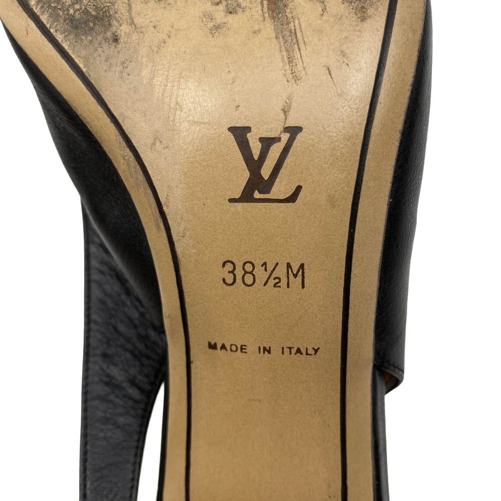 LOUIS VUITTON ルイ・ヴィトン レザー パンプス バック ストラップ ヒール 靴 シューズ ブラック系 38.5【中古】