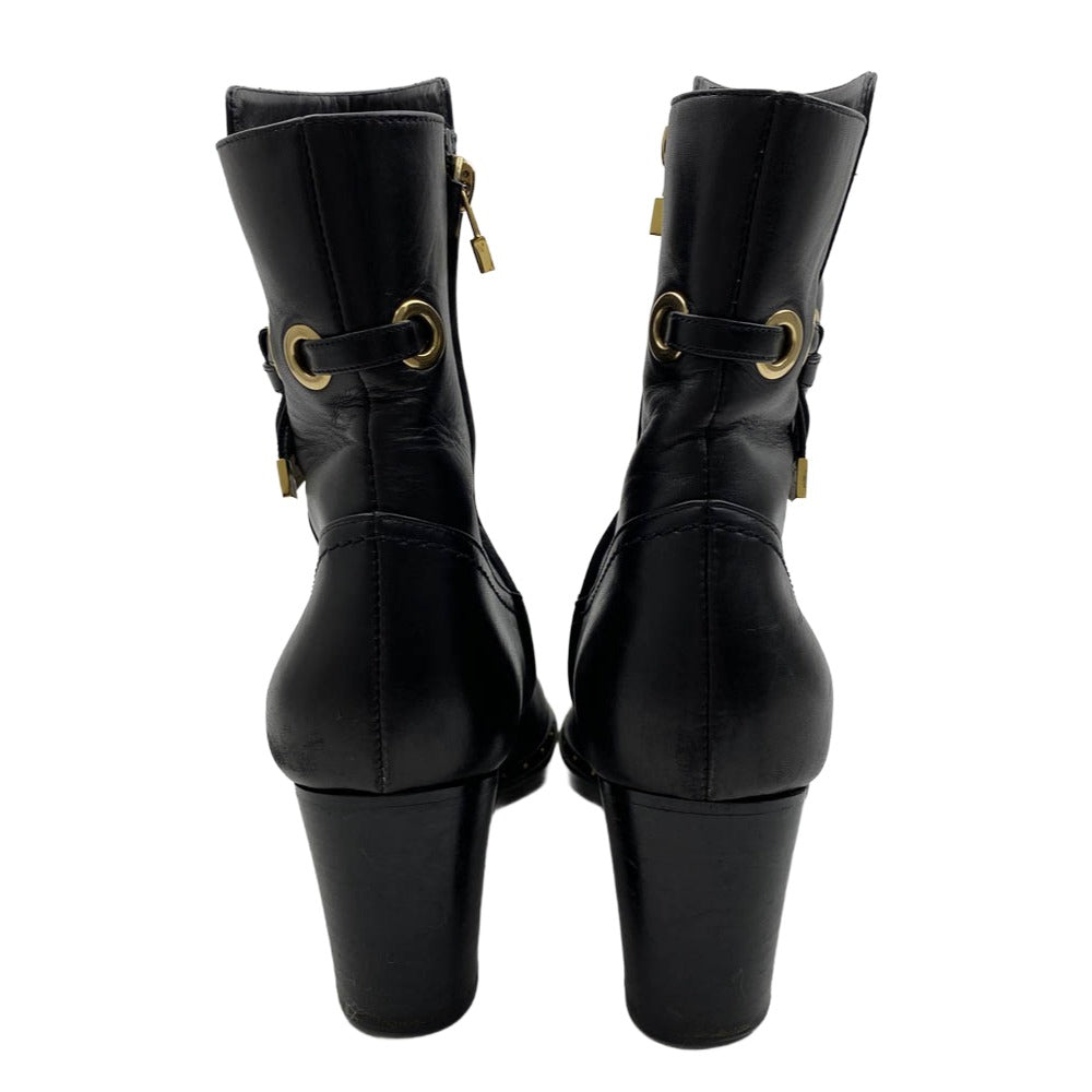 LOUIS VUITTON ルイ・ヴィトン レザー サイドジップ ヒールブーツ ショートブーツ 靴 シューズ ブラック系 39【中古】