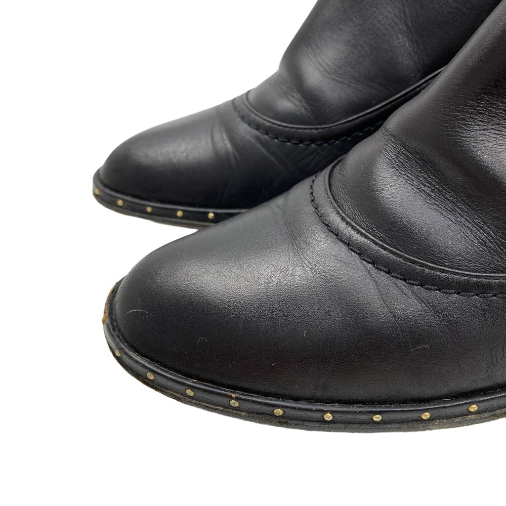 LOUIS VUITTON ルイ・ヴィトン レザー サイドジップ ヒールブーツ ショートブーツ 靴 シューズ ブラック系 39【中古】