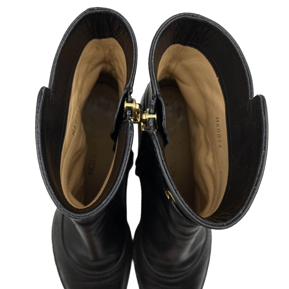 LOUIS VUITTON ルイ・ヴィトン レザー サイドジップ ヒールブーツ ショートブーツ 靴 シューズ ブラック系 39【中古】