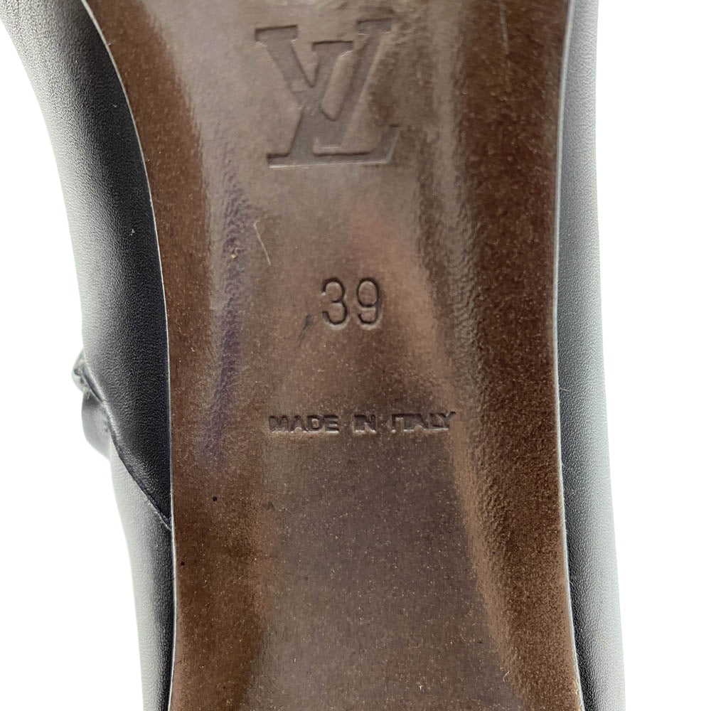 LOUIS VUITTON ルイ・ヴィトン レザー サイドジップ ヒールブーツ ショートブーツ 靴 シューズ ブラック系 39【中古】