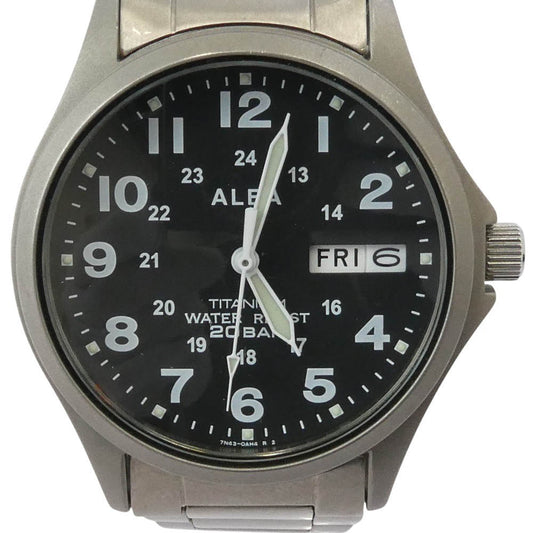 アルバ 7N43-0AE0 チタン ミリタリー ウォッチ 腕時計 シルバー系【中古】