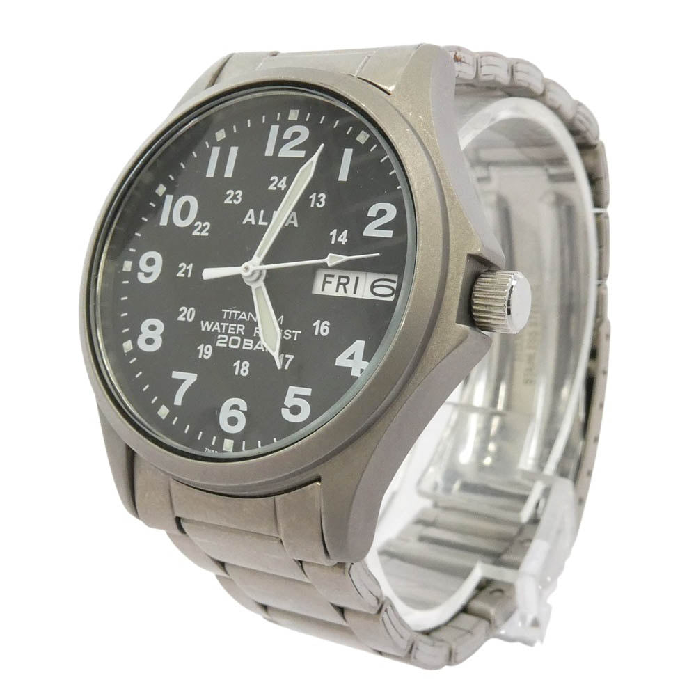アルバ 7N43-0AE0 チタン ミリタリー ウォッチ 腕時計 シルバー系【中古】