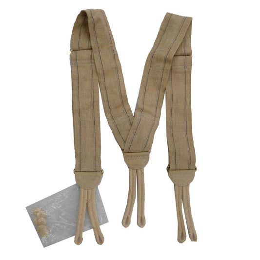 RALPH LAUREN ラルフローレン ストライプ サスペンダー ベージュ系【中古】