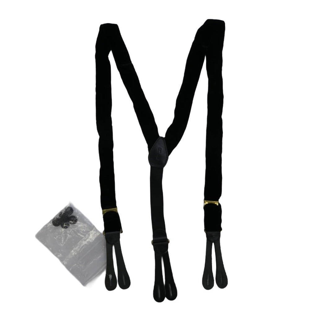 RALPH LAUREN ラルフローレン USA製 ベロア サスペンダー ブラック系【中古】