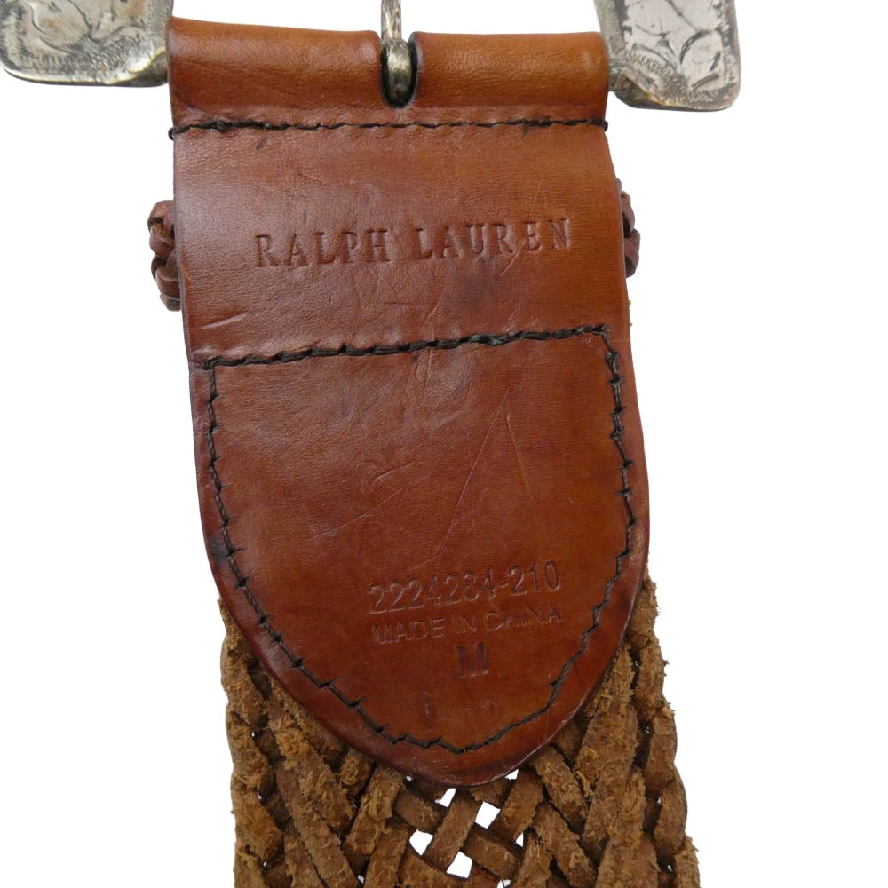 RALPH LAUREN ラルフローレン レザー メッシュ ベルト ブラウン系 M【中古】