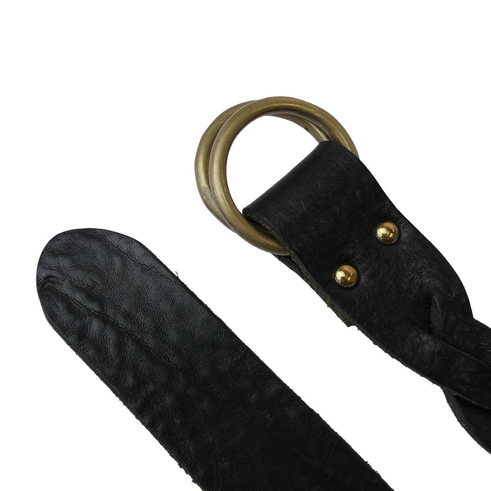 RALPH LAUREN ラルフローレン レザー リング ベルト ブラック系【中古】