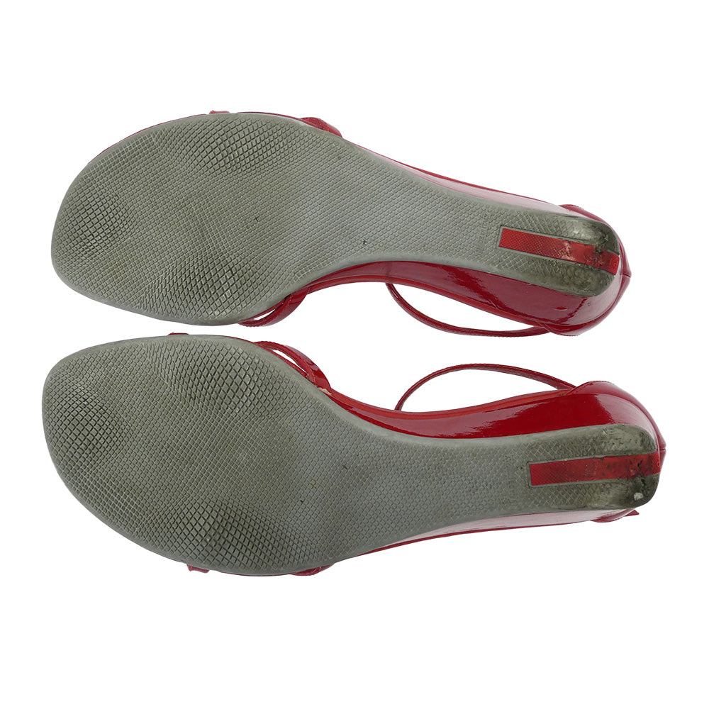 PRADA SPORTS プラダスポーツ レザー ストラップ サンダル レッド系 37.5【中古】