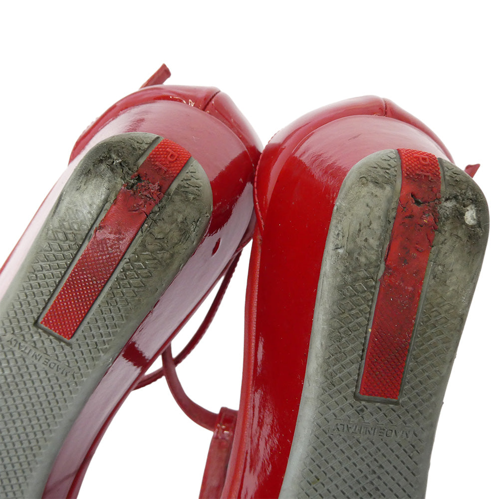 PRADA SPORTS プラダスポーツ レザー ストラップ サンダル レッド系 37.5【中古】