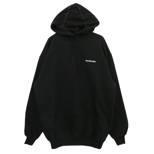 BALENCIAGA バレンシアガ 578135 TIV84 Logo Medium Fit Hoodie ロゴ プリント プルオーバー フーディー パーカー ブラック系 XS【美品】【中古】
