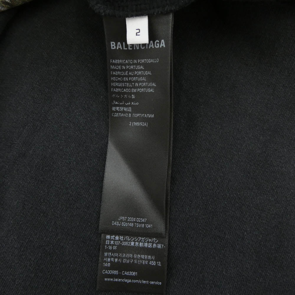 BALENCIAGA バレンシアガ 826148 TSVI8 Belleville Hoodie バック プリント ダブルジップ ジップアップ フーディ パーカー ブラック系 2【極上美品】【中古】