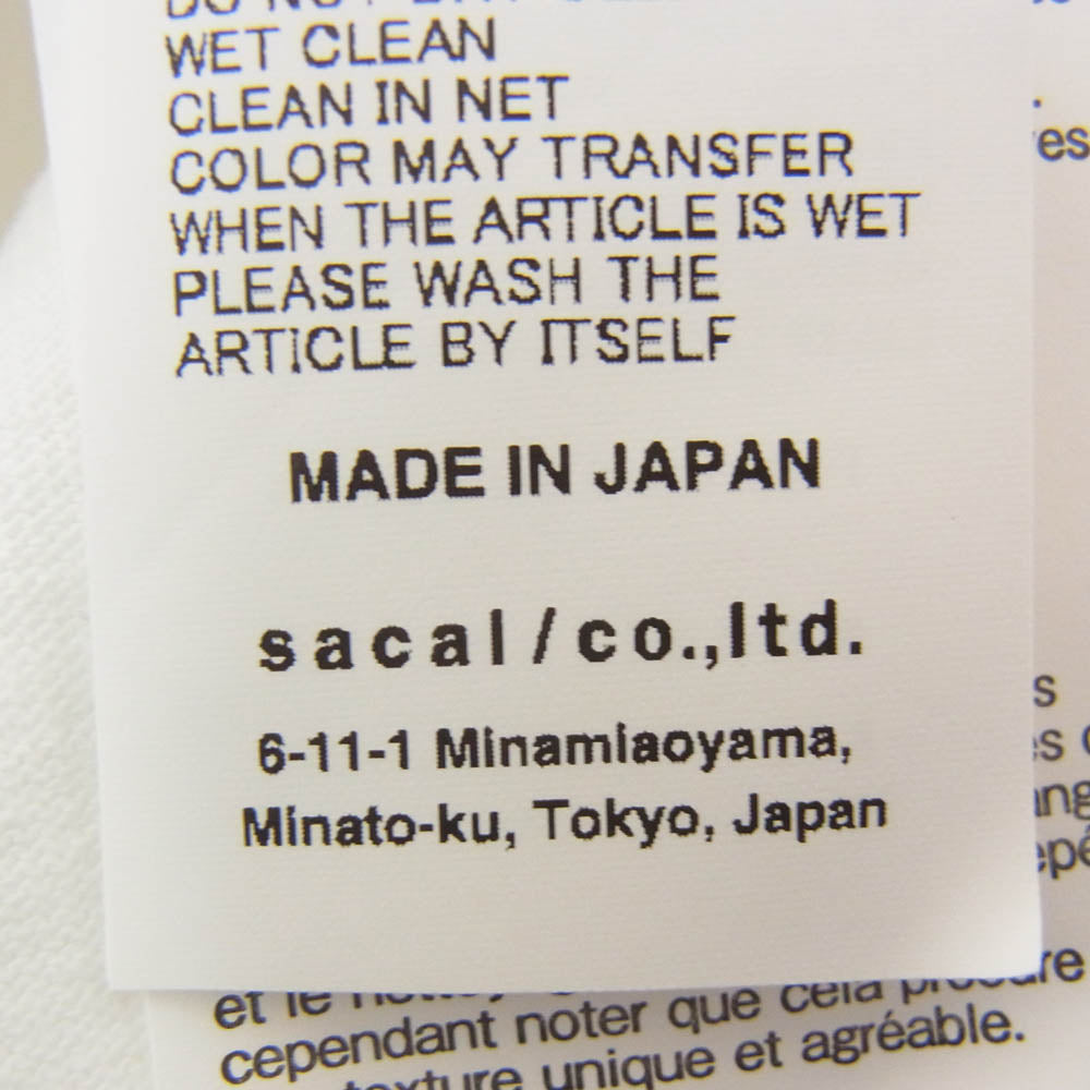 Sacai サカイ 24AW 24-0820S × Gonz sacaigonz プリント クルーネック 半袖 Tシャツ ホワイト系 2【中古】